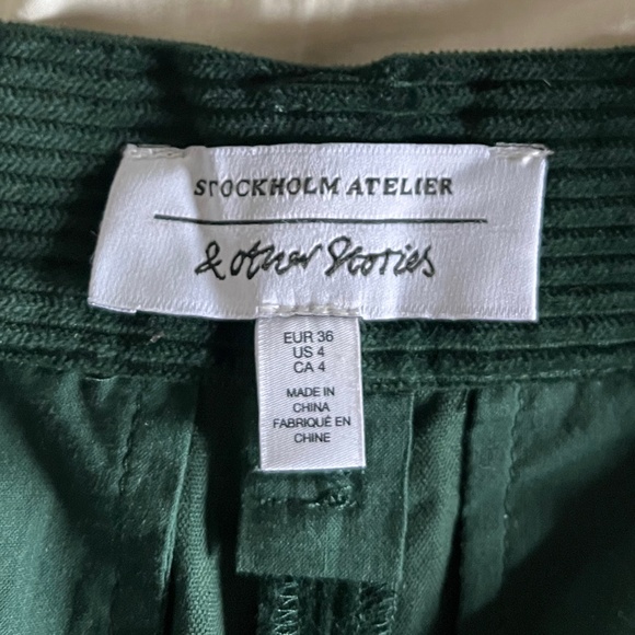 & Other Stories wide wale forest green corduroy pants - Picture 7 of 11